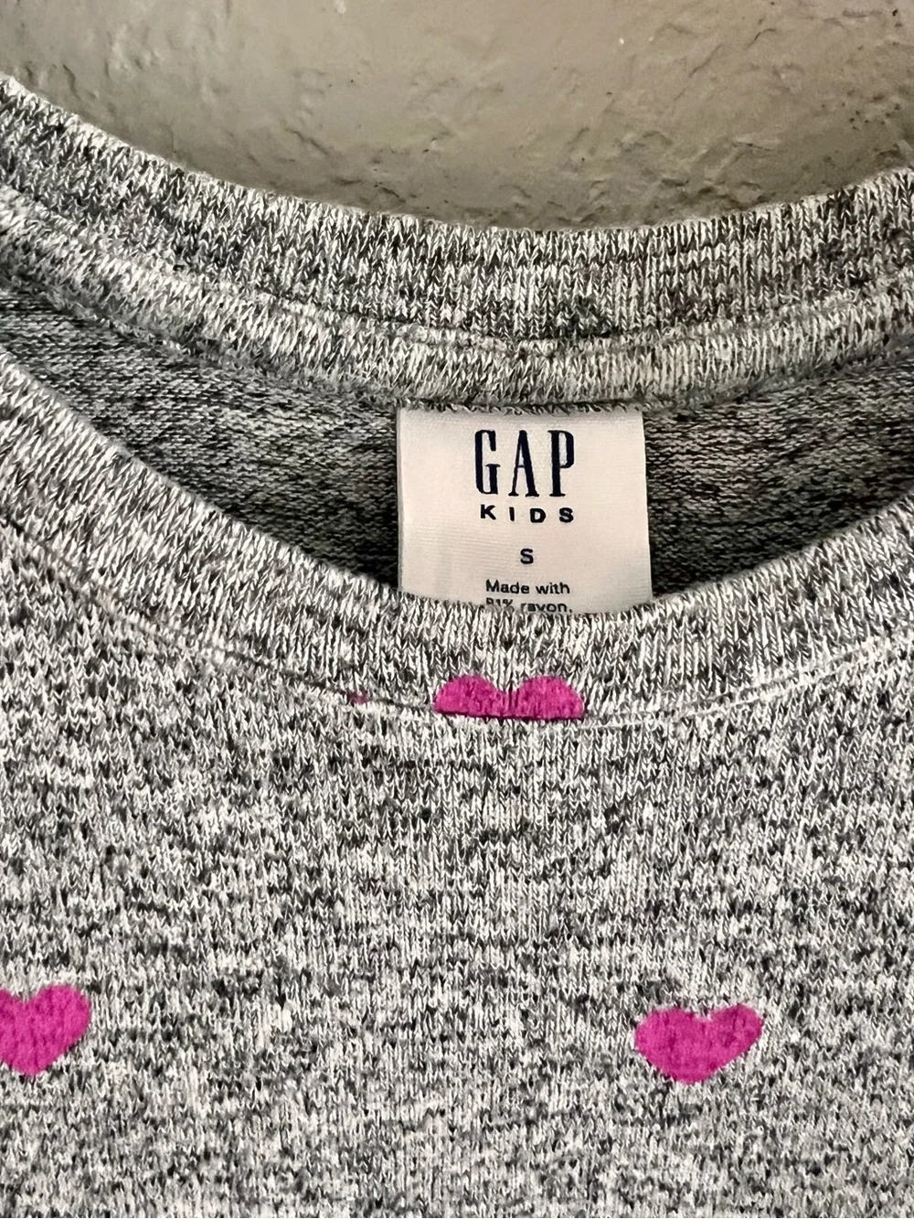 GAP Gray Knit Dress with Hot Pink Heart Print